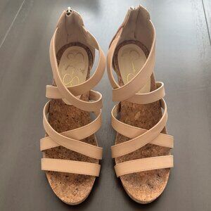 Jessica Simpson Nude Wedge Strappy Heel